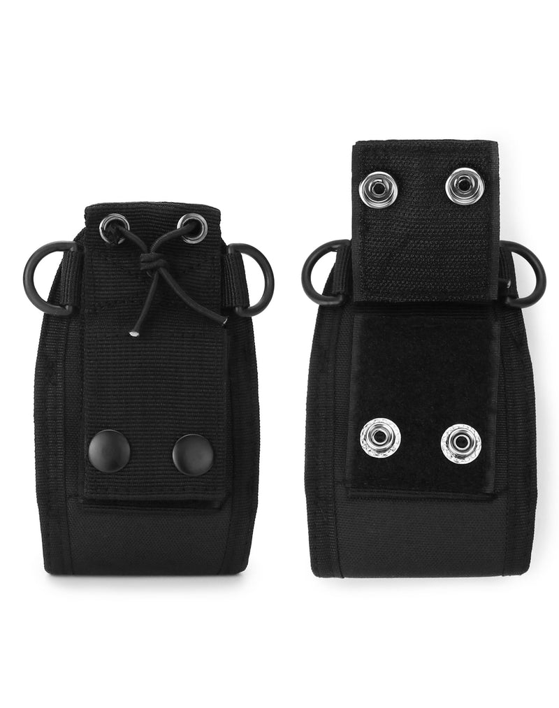 QWORK Radio Pouch Case Holder - 2 Pack Tactical Walkie Talkie Pouch Multi-Function Intercom Bag for Polic Fireman Security Officer Compatible with Most Two-Way Radios, Black