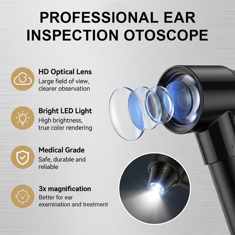 Zolara Mini Otoscope, Otoscope with Light, Portable Ear Care with 5 Otoscope Covers, Stylo Otoscope, for L'examen de L'oreille