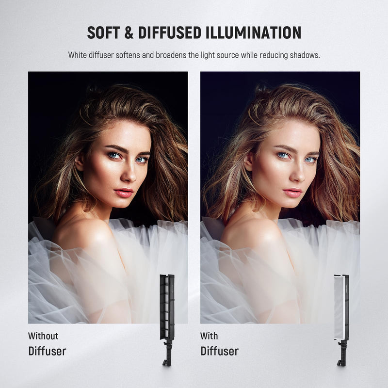 NEEWER Tube Light Grid Softbox Diffuser for BH20B LED Light Stick, Honeycomb Grid Strip Softbox with Diffuser, Carry Bag, Touch Fasteners for Live Stream YouTube TikTok Portrait Product Photos, NS2S