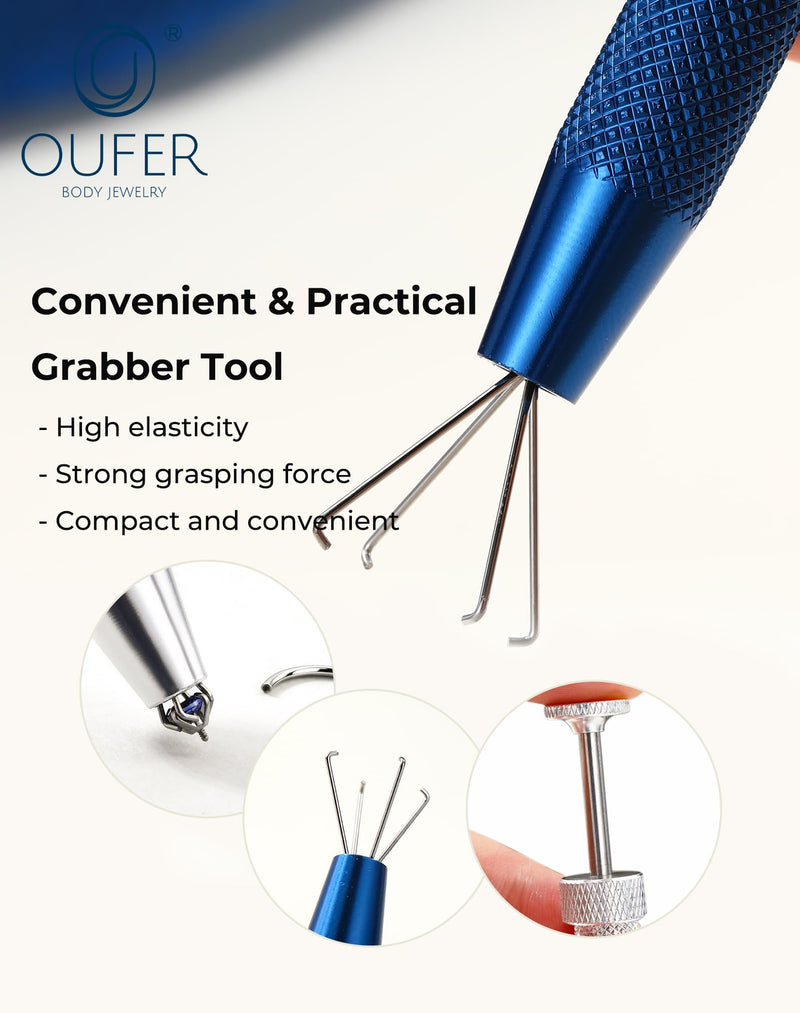 OUFER Piercing Ball Grabber Hinged Clicker Segmen Septum Tool Tweezers Piercing Tools Body Piercing Kit Internal Thread Push Pin Male Thread Assistant Body Piercing Kit for Ear Nose Lip Tool Pink