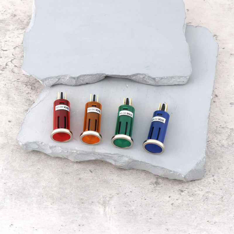 Set of 4 2-Pin Car Dashboard Indicator LED Warning Lights 16.5 mm 12 V 1.5 W with Chrome Bezel