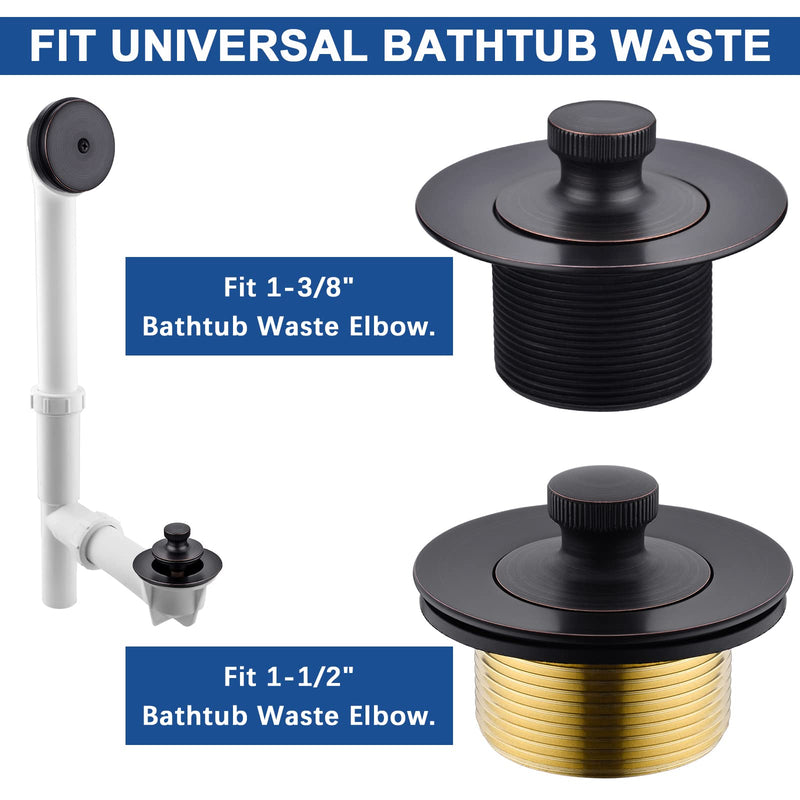 Brass Bathtub Drain Kit, Lift and Turn Tub Drain Kit with Overflow Faceplate, Oil Rubbed Bronze 1-hole