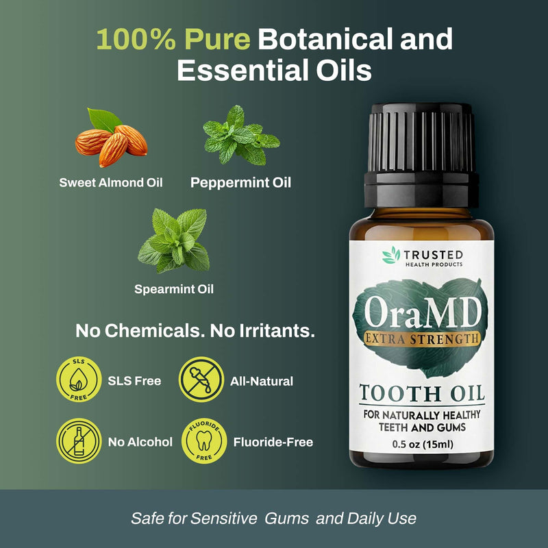 OraMD 4-in-1 Extra Strength Tooth Oil - Clinically Tested Maximum Strength Gum Disease Treatment, Gingivitis Treatment, Periodontal Disease Treatment, Sensitive Teeth and Gums - All-Natural (2 Pack) 2 Pack