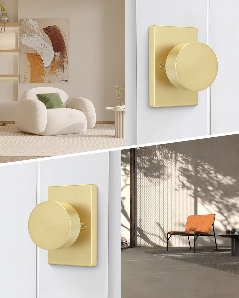 Goldenwarm Gold Dummy Door Knob, Zinc-Alloy Brushed Gold Heavy Duty Single-Sided Door Locks (1 Pack) 1