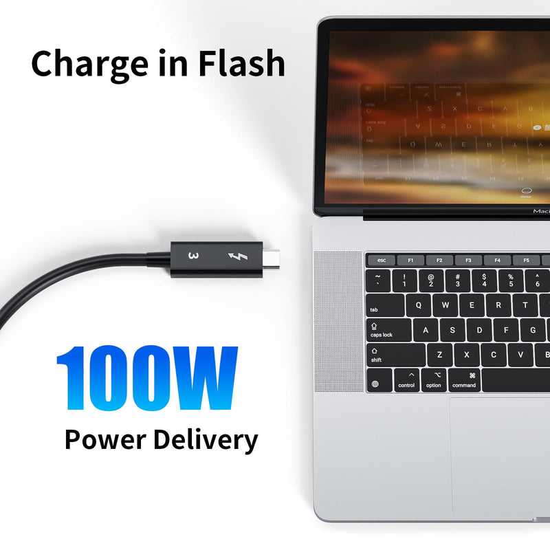 Active Thunderbolt 3 Cable 6.6ft/ 2M, USB-C to USB-C Cable with 100W Charging/ 40Gbps Data Sync and 5K/4K @60Hz, Compatible with Type-C Mac Books, iPad Pro 2021/22, Dell, Docking, SSD, Hub and more Thunderbolt 3 - 2m / 6.6ft