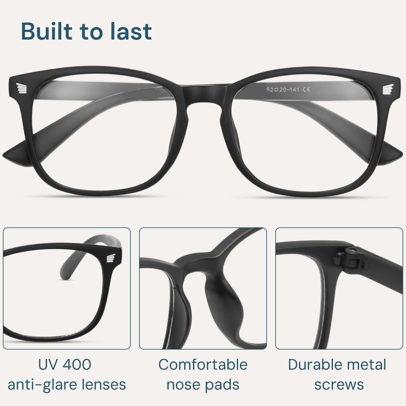 Gaoye Blue Light Glasses for Computer & Gaming - Anti UV Ray Lenses, Scratch-Resistant & Comfort Fit Medium Matte Black 1