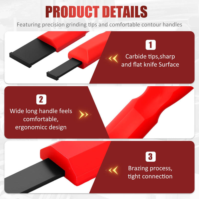 Carbide Scraper, Enduring Carbide Gasket Scraper for Metal and Automotive, 1-1/4 Inch and 5/8 Inch Carbide Scraper Set for Gasket Rust Carbon