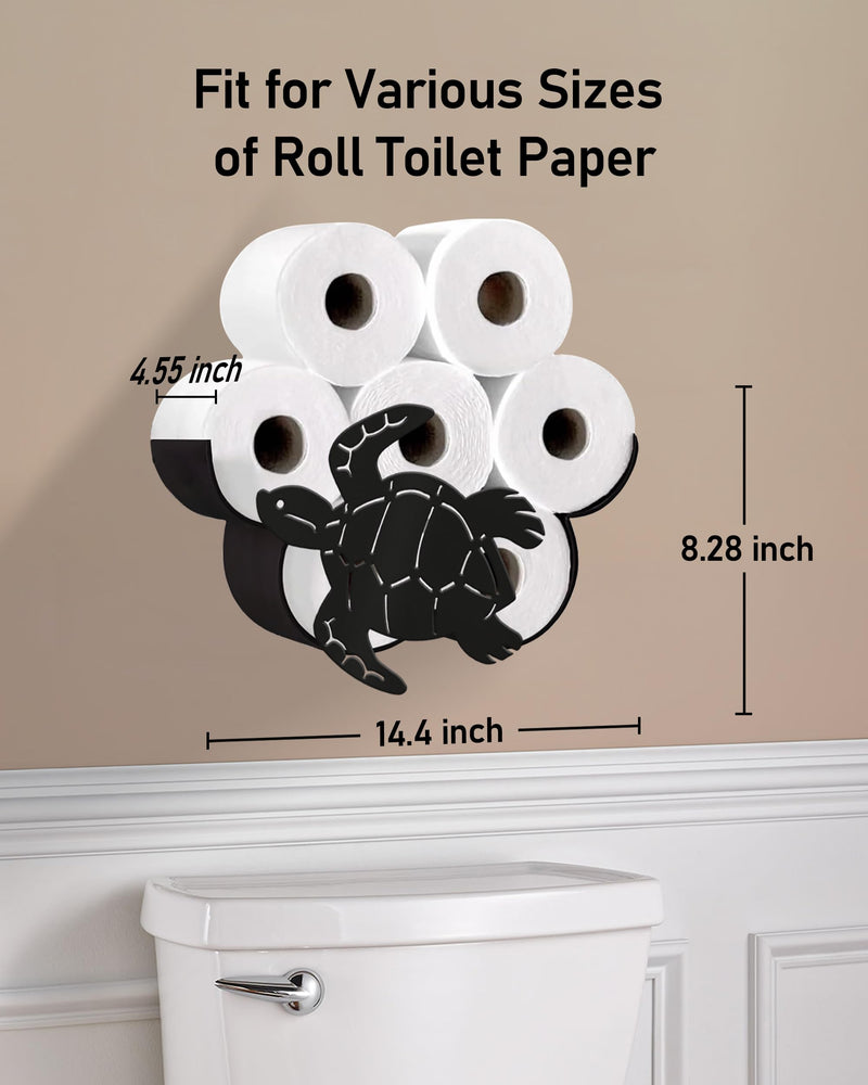 Sea Turtle Toilet Paper Holder for Extra 8 Rolls, Funny Decorative Toilet Paper Storage Wall Mounted, Farmhouse Bathroom Animal Decor Accessories Storage Cabinet Standard - Wall Mount Jewel Black - Ocean Turtle