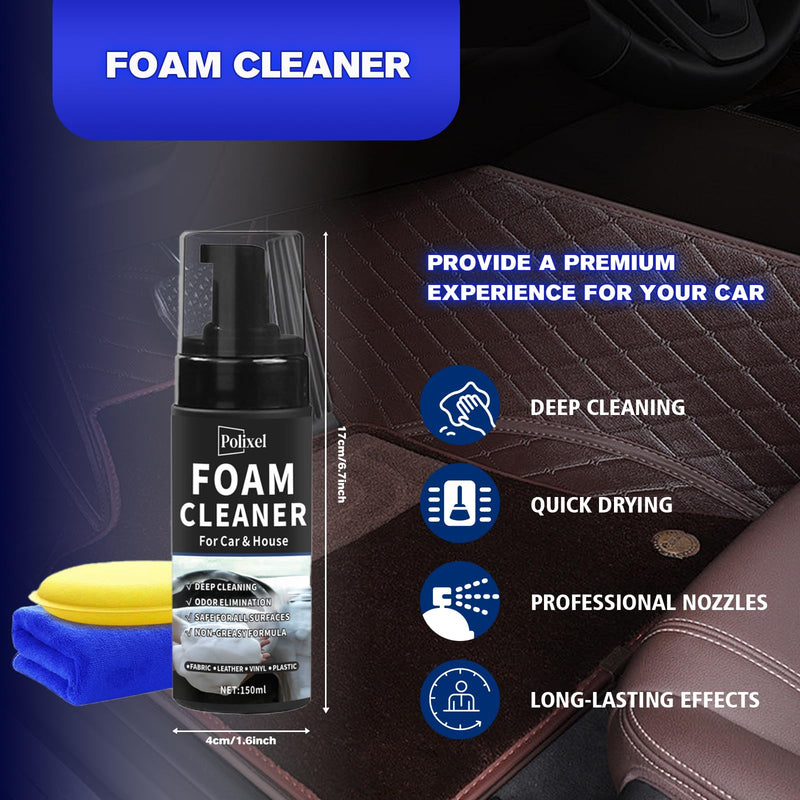 Multifunctional Foam Cleaner for Car - Car Interior Cleaner & Deep Stain Remover for Home, Car Seat Cleaner, Powerful Foam Removes Dirt and Stains from Fabric and Carpets - 5oz / 150ml