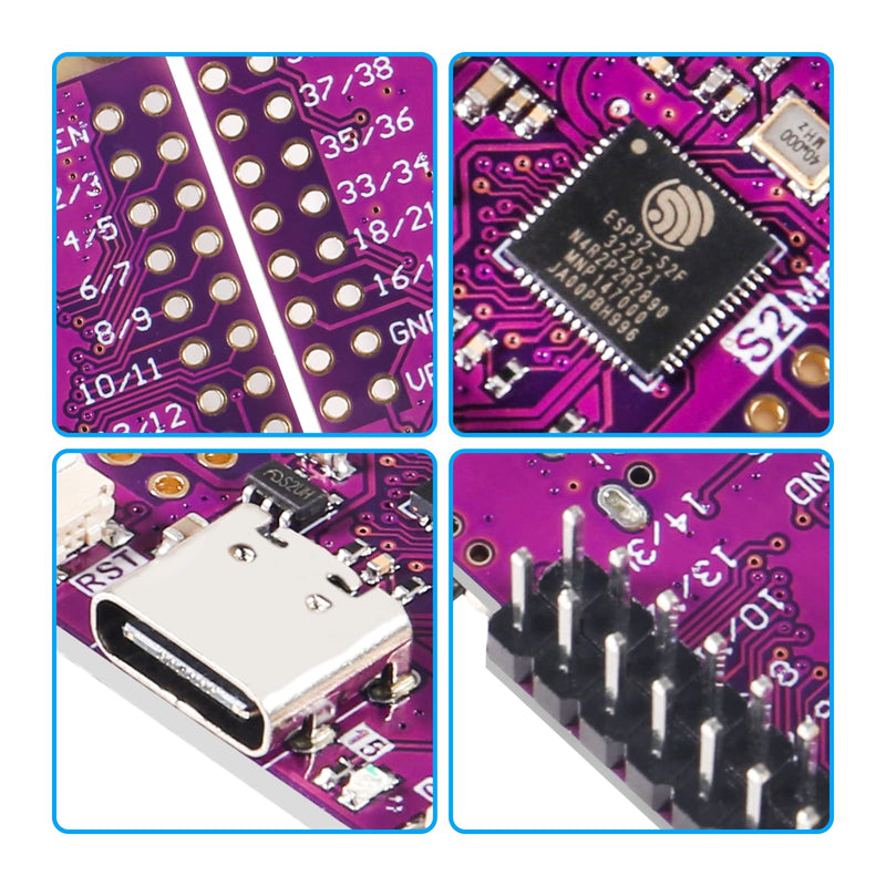 Alinan 6pcs ESP32 S2 Mini V1.0.0 WiFi IOT Board Based ESP32-S2FN4R2 ESP32-S2 4MB Flash 2MB PSRAM MicroPython