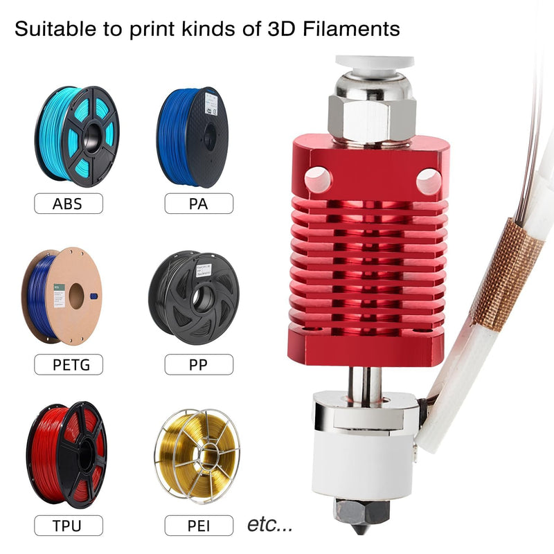 Ender 3 Hotend All-Metal Upgrade: 24V 60W CHC Hotend Ceramic Heating Core Compatible with Ender-3 V2/ 3 Pro/Max/ 5 Pro/Plus/ 6 / CR-10 Hot end Kit Replacment Red set G