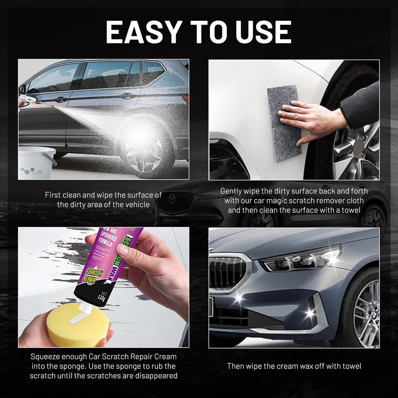 Nano Sparkle Cloth Car Scratch Remover Set, Nano Sparkle Cloth and Car Scratch Repair Paste, Magic Nano Cleaning Cloth Scratch Remover for Deep Scratch Repair 1PCS