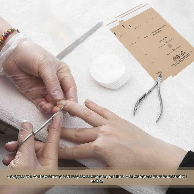 50 sterilisation bags, sterilisation bags for hot air steriliser | Steriliser for instruments, self-sealing nail steriliser bags for manicure tools and cosmetics