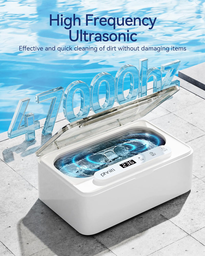 Phniti 47kHz Professional Ultrasonic Retainer Cleaner Machine for Dental Cleaning Three Cleaning Modes