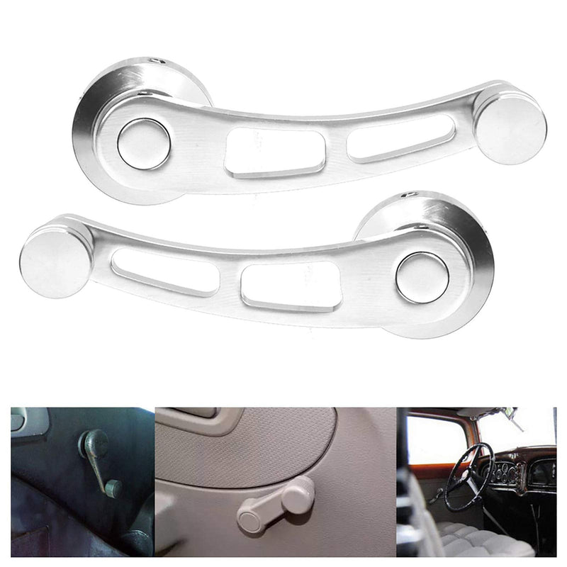 Tbest Car Window Handle,2pcs Alloy Window Handle Riser Winder Crank Fit for Classic Car(Silver) Sliver