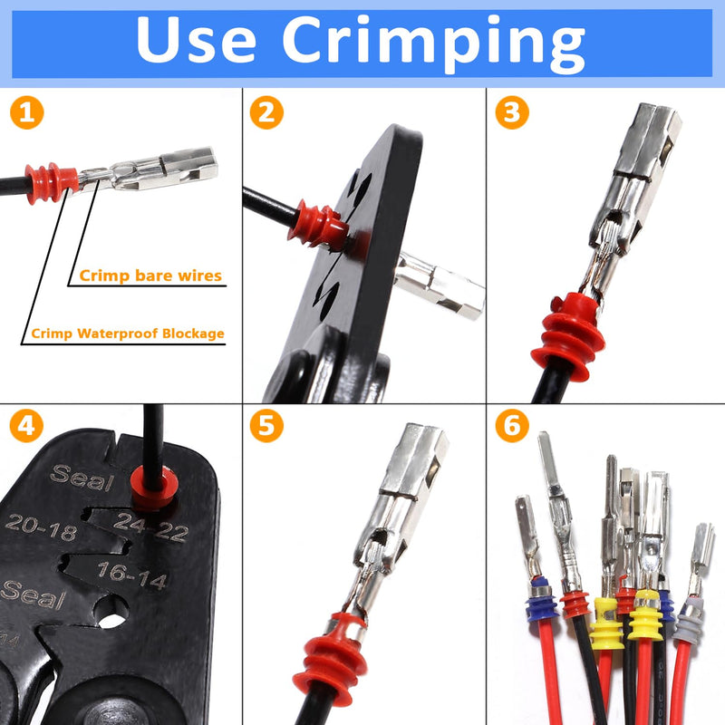 230Pcs Pin Connector Kit Car Electrical Wire Terminal Tool kit 1/1.5/1.8/2.2/2.8/3.5mm Connector Pins Terminal Removal Male Female Crimp Pins Non-Insulated Plug