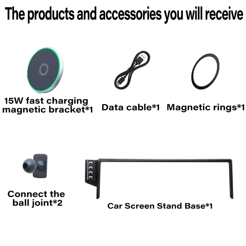 Car Phone Holder for 2023-2025 Toyota BZ4X / Subaru Solterra Accessories Apply to 8/12.3 Inch Touch Screen 15W Fast Wireless Charger Screen Fixed Clip Cell Phone Mount Hands-Free