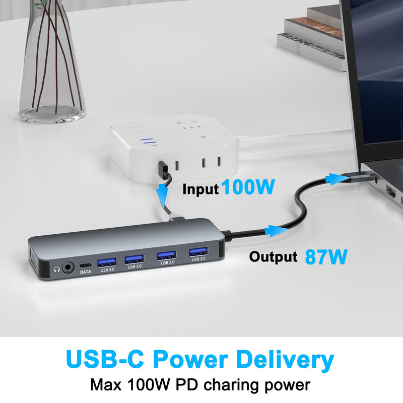 Docking Station Dual Monitor for Dell/HP/Lenovo/Surface Laptop, Dual HDMI Adapter for 2 Monitors, Laptop Docking Station Dual Monitor, 13 in 1 USB C Hub with HDMI/VGA/USB/PD/Ethernet/SD/TF/Audio