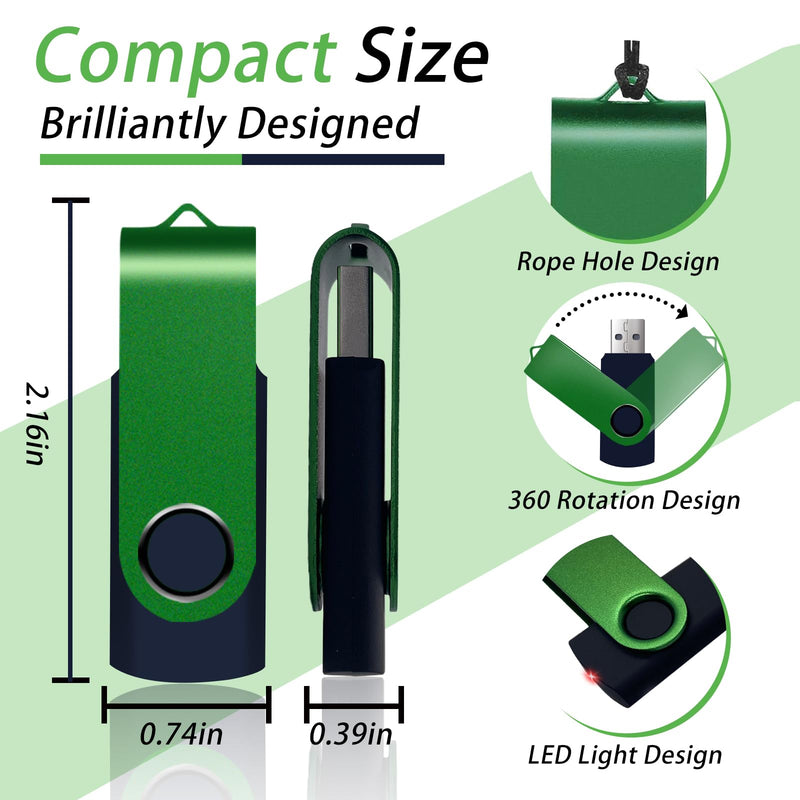 2GB 20 Pack USB 2.0 Flash Drives,XUANREG Thumb USB Drives with 20 Pack Lanyards Green Flash Drive Bulk (2GB,20PCS) 2GB 2.0 Green-20PCS