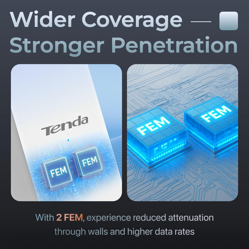 Tenda WiFi Range Extender AC1200, Dual-Band867Mbps 5GHz/300Mbps 2.4GHz, WiFi Booster Suitable for Every House, One Ethernet Port(A18 V4.0)