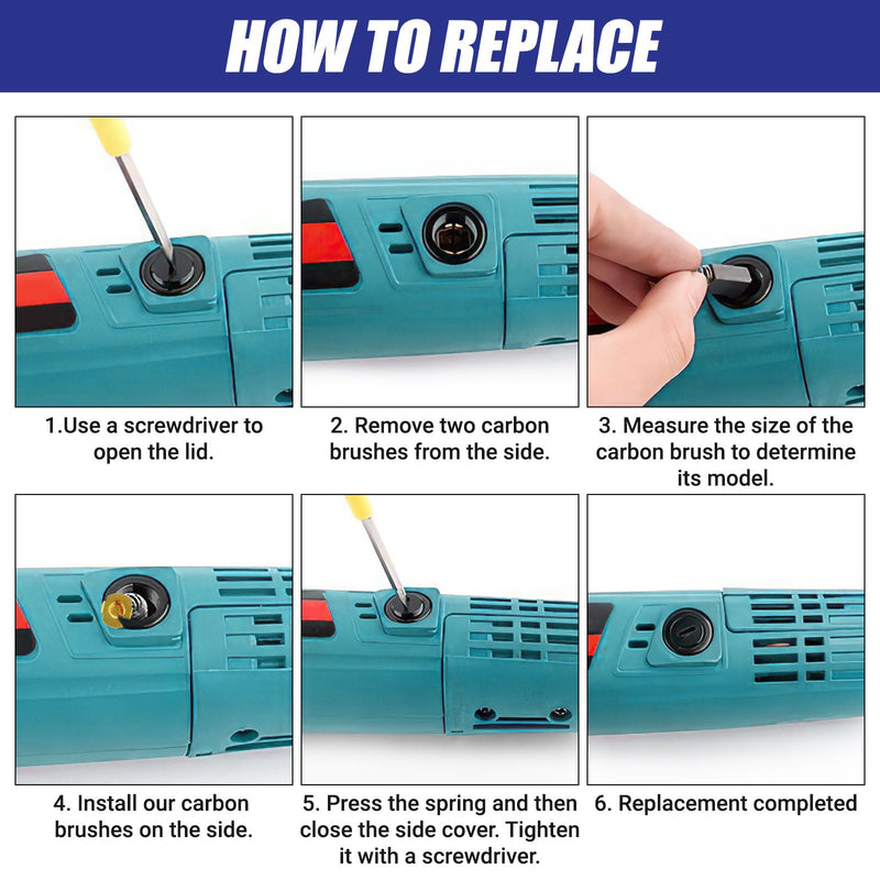 4 Pieces Compatible with Makita + 72 Pieces Carbon Brushes Motor Carbon 12 Sizes | Power Tool Carbon Brushes Replacement Motor Carbon Brushes with Spring for Angle Grinder, Electric Motor Many Power Tools