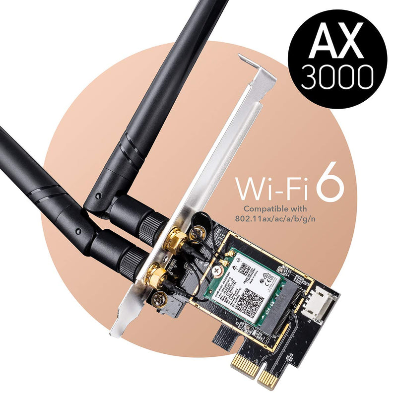 Cudy New AX3000 Wireless WiFi 6 PCIe Card for PC, Bluetooth 5.2, AX200, 3000Mbps WiFi 6 Speed, 802.11ax/ac/a/b/g/n, Windows 11, 10, WE3000