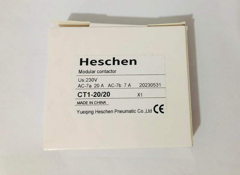 Heschen Household AC Contactor CT1-20 Ie 20A 2 Pin Two Normal Open 220V Coil Voltage 35mm DIN Rail Mounting