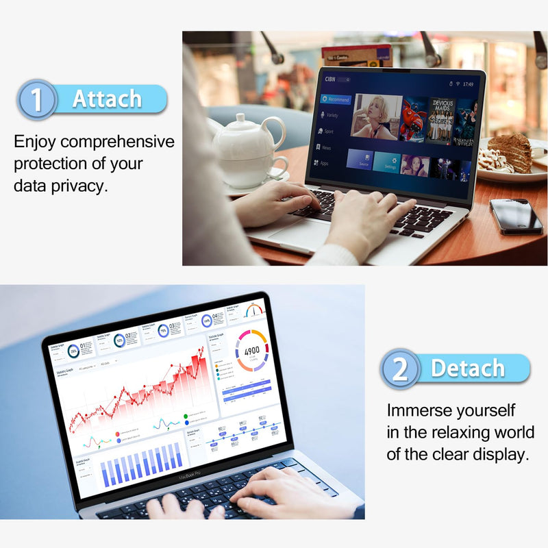 PYS NanoCling Privacy Screen for MacBook Air 13.6 Inch(2022-2024, M2, M3) - Reusable & Removable, 2Pcs Camera Cover Slide, Matte Finish, Case Friendly MacBook Air 13.6 Inch (2022-2024, M2, M3)