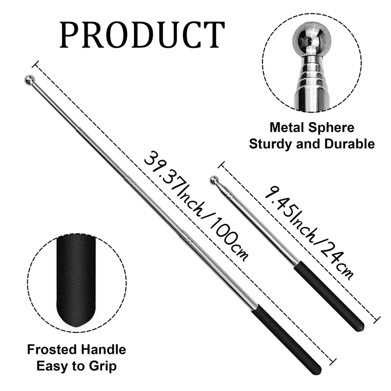 2 Pack Retractable Teacher Pointer Stick, Telescopic & Extendable Whiteboard Pointer for Classroom, Presentations, Kindergarten, Durable Teacher Pointer Stick (Black) 2 Black