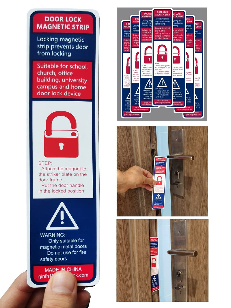 Lockdown Magnetic Strips Door Security Devices Thin Magnetic Strips School Office Emergency Easy Quick Lock Door Latch White Text Version (30) 30