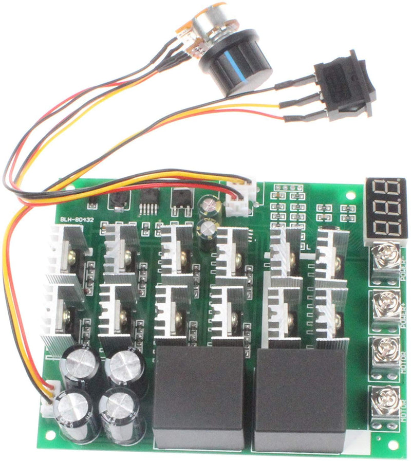 RUIZHI PWM Motor Speed Controller 60A DC 10V-55V 12V 24V 36V 48V Digital Display 100A Maximum Brush DC Motor Controller - Third Gear Forward Reverse Stop