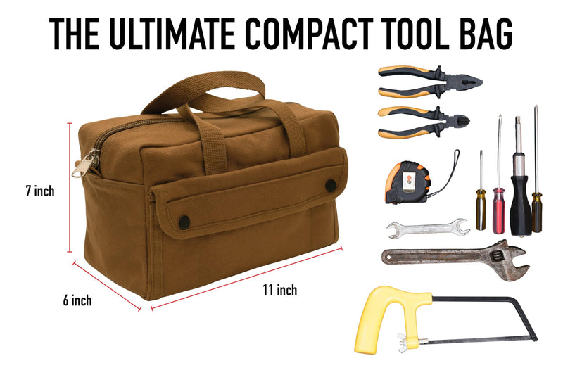 Rothco GI Style Mechanics Tool Bag, Heavy-Duty Canvas Tool Storage | 7.5 Liter Capacity, Heavyweight Canvas, Reinforced Bottom, Garage Storage Charcoal Grey