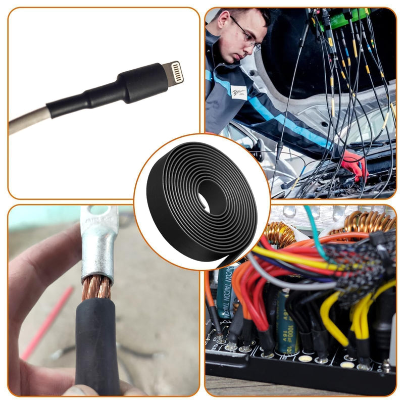 Mbsomnus Heat Shrink Tubing 12mm 4:1 Heat Shrink Tube with Glue (3M) | Waterproof Heat Shrink Tube, Black Heat Shrink Tube, Insulation, Heat Shrink Tube, for Cable Insulation, Repairs Ø12mmx3m