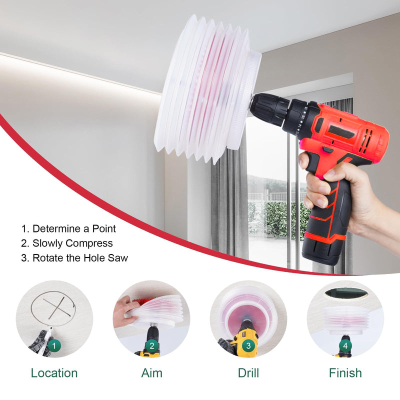 6 inch & 4 inch Hole Saw Set for Recessed Light,Handy Hole Saw Kit with Dust Bowl,Easy to Clean(6 inch & 4 inch),red 4 inch & 6 inch(With Dust Bowl)