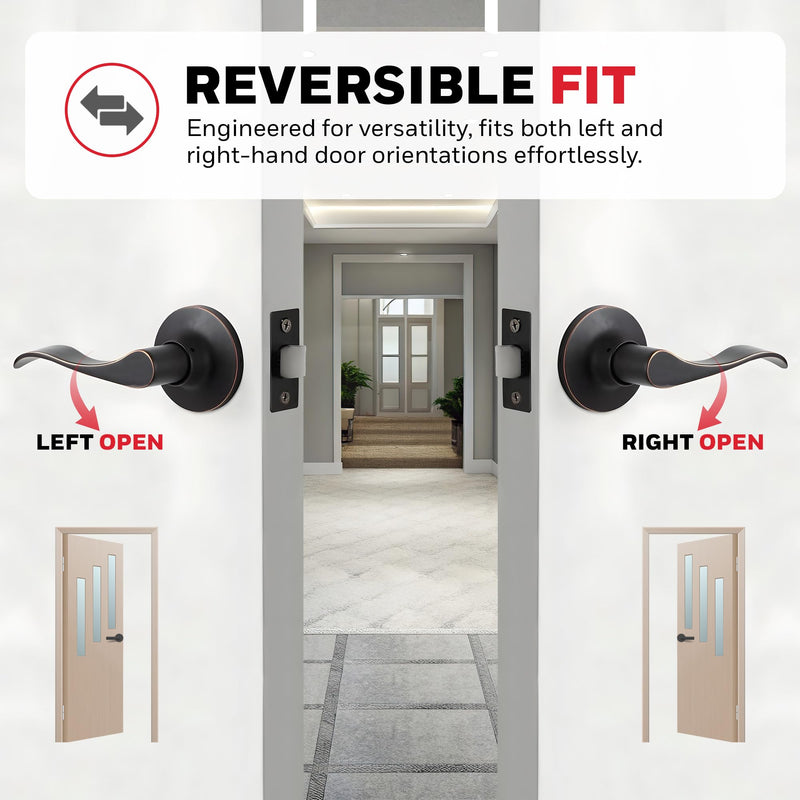Honeywell Safes & Door Locks - Wave Lever Door Handle with Non-Locking Interior - Passage Front Door Lever is Ideal for Closets & Hallways - 6.88" L x 2.75" W Inches - Oil Rubbed Bronze - 8106403