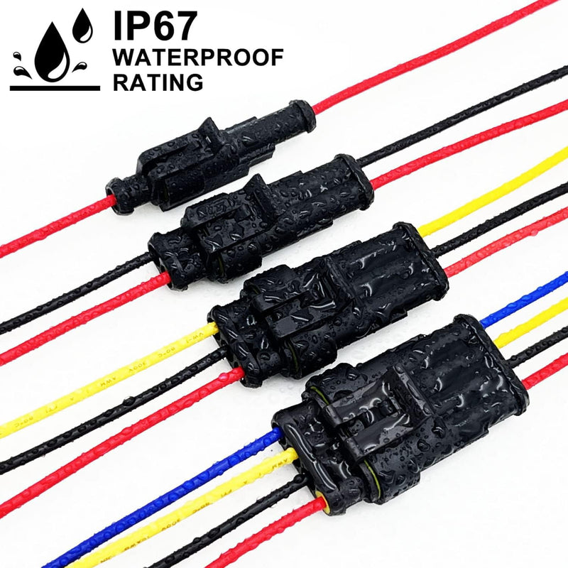 16 Awg 4 Pin Connector Waterproof Wire Connector 4 Pin Automotive Electrical Connector Quick Break Wire Connector with 16 Gauge Wire and Heat Shrink Tube Kit (6 Kits) 4 Pin Wire Harness 6Sets