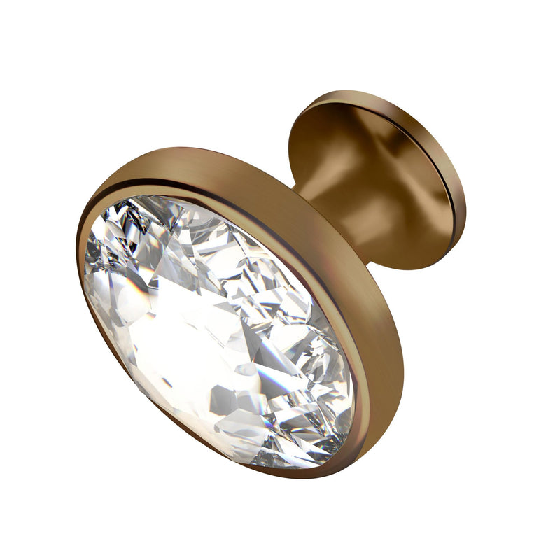 Alzassbg Clear Crystal Champagne Bronze Cabinet Knobs 10 Pack, AL1011BRG | 1.3 Inch Diameter, Crystal with Champagne Bronze Base, Decorative Hardware Pulls, for Cabinets and Drawers Champagne Bronze(Round)
