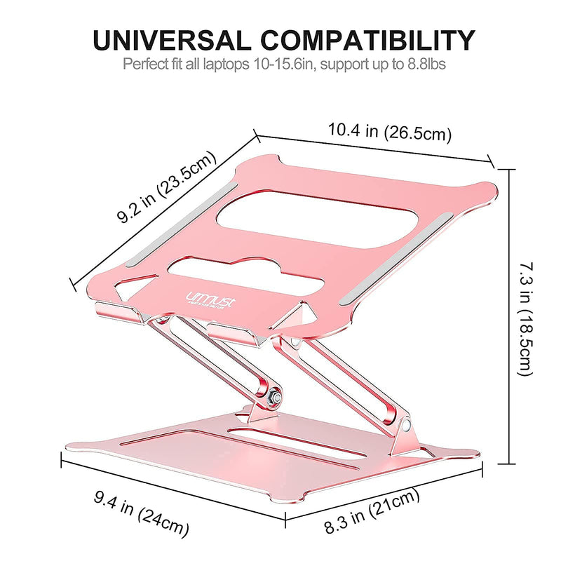 Urmust Adjustable Laptop Stand Rose Gold + Detachable Laptop Riser Rose Gold