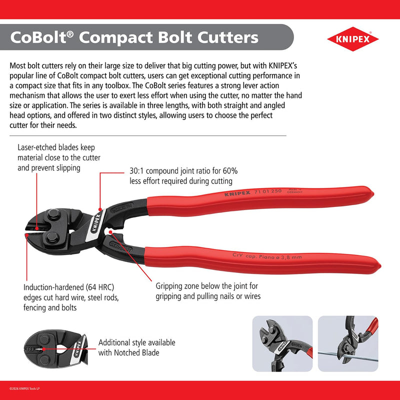 KNIPEX 71 21 200 Angeled High Leverage CoBolt Cutters