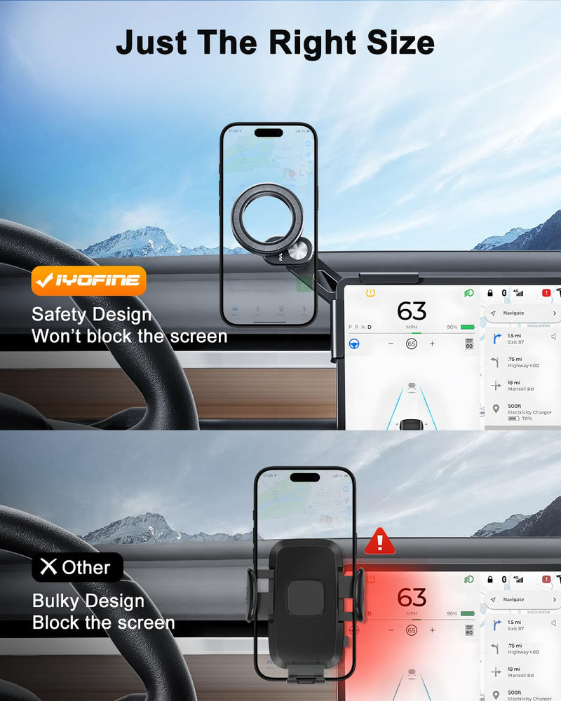 Tesla Phone Mount for tesla model y accessories 2025, No Glue Required, for MagSafe Magnetic Car Dash Phone Holder for Tesla Model 3/Y/S/X/Cybertruck Accessories (for Model 3/Y/S/X/Cybertruck) for Model 3/Y/S/X/Cybertruck