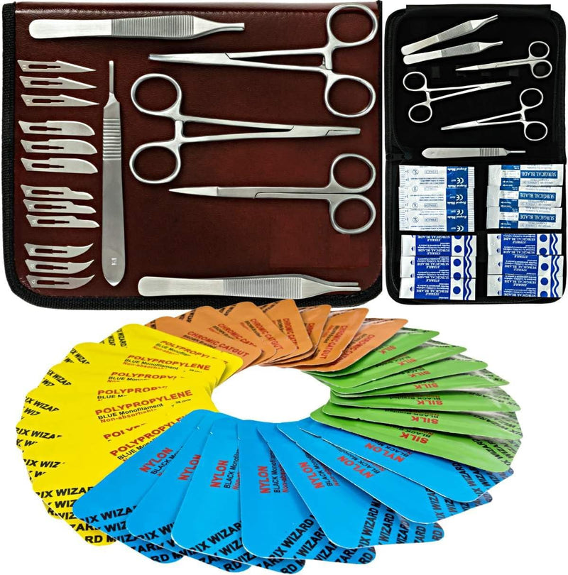 Sterile Sutures Thread with Needle (25 Mixed 3/0, 4/0, 5/0, 6/0, 7/0) - RN, EMT, Vet Clinic Rotation, Emergency Camping Hiking First Aid Demo, Surgical Wound Closure Training, ER Trauma Practicing Set