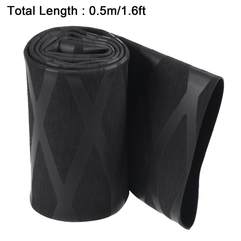 sourcing map Heat Shrink Tubing 40mm Diameter 65mm Flat 1.6ft 2:1 Ratio Black