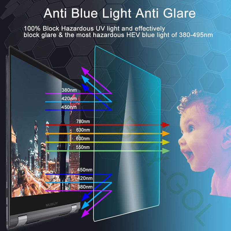 MUBUY-GOL 24 inch Removable Blue Light Screen Protector for 24" 16:9 Computer Monitor Display LED PC Anti-UV Anti-Glare Eye Protection Reduce Eye Fatigue and Eye Strain (bubble free)