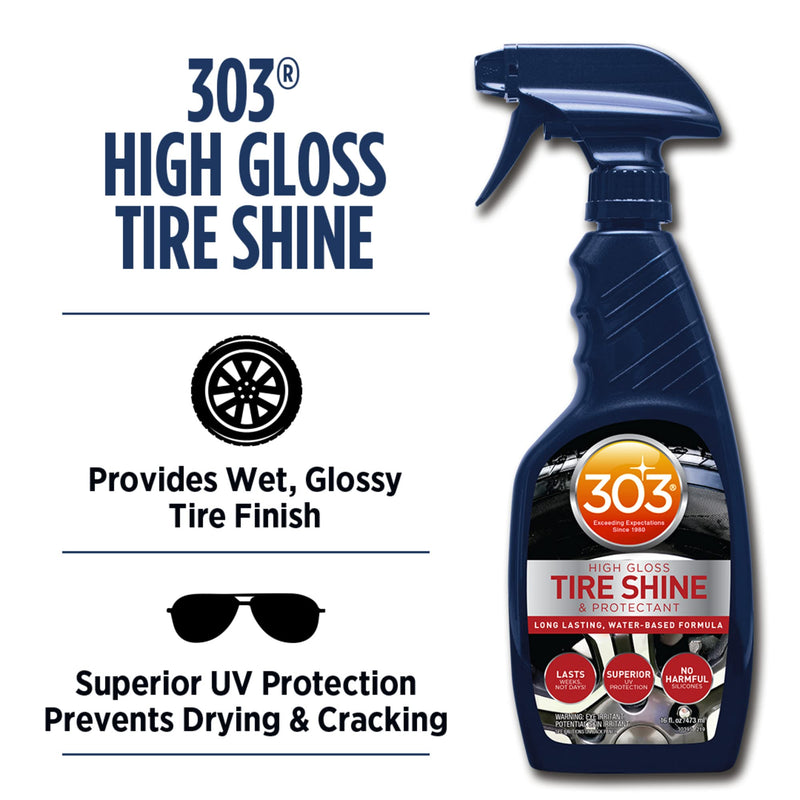 303 Products High Gloss Tire Shine And Protectant - Long Lasting, Water Based Formula - Lasts For Weeks - No Harmful Silicones - Lasts Weeks Not Days, 16 fl. oz. (30395CSR) Packaging May Vary 16 fl oz