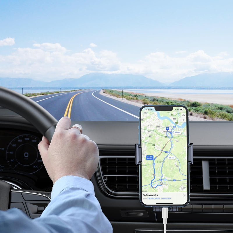 Car Phone Holder Mount, Super Stable Air Vent Cell Phone Car Mount with 2024 Metal Hook Clip, 360° Rotation,One Button Release for iPhone, Samsung, Google, and All Other Smartphones Air Vent Phone Mount