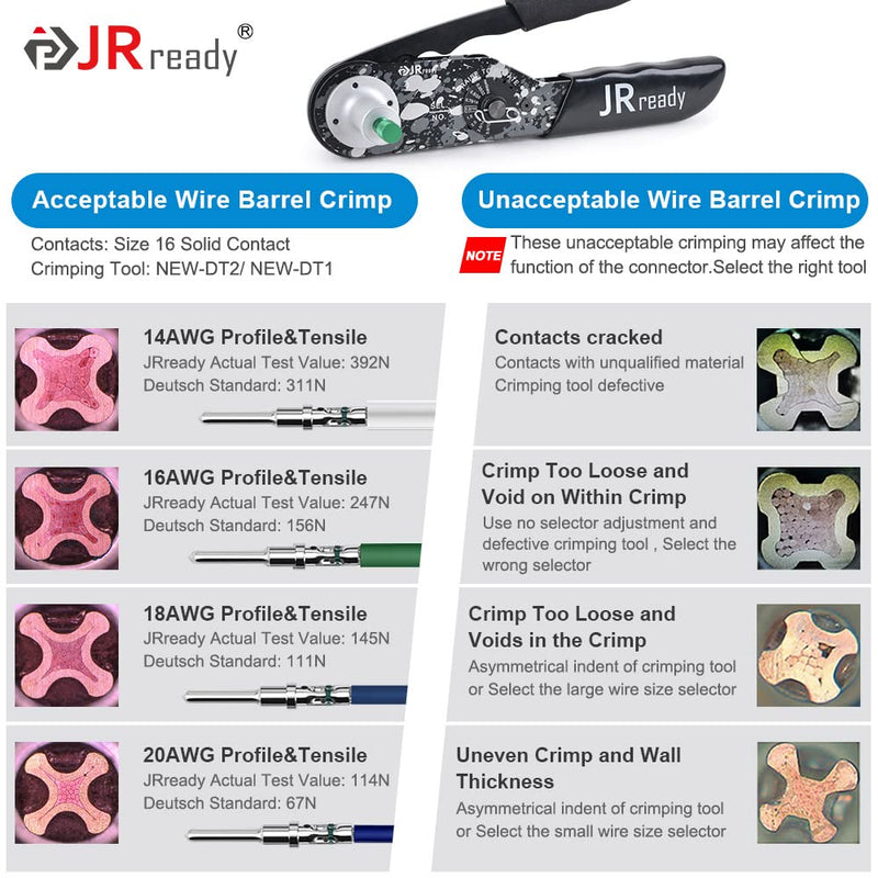 JRready 90 Pairs/180PCS Deutsch Connector Pins and Sockets Solid Contacts Size 16 - Male/Female Pins 0460-215-16141/0462-209-16141, DT Connector Terminals Wire Size 14-20AWG ST6281 Size 16 - 90 Pairs Green Stripes Solid Contacts