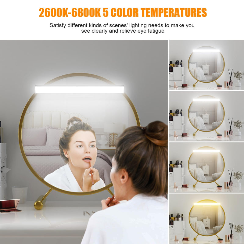 MY BEAUTY LIGHT Bright Dimmable Led Vanity Light Bar for Mirror, 2600K-6800K Adjustable Color Temperature Bathroom Vanity Light Fixtures, 0°-135° Angle Adjustable LED Makeup Mirror Lights 1 Pack