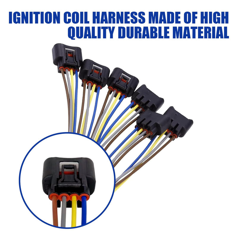 Pack-6 Ignition Coil Connector, 90980-11885 Plug Harness Replacement, High Voltage Package Plug, Accessory Wiring Harness, Compatible with Lexus (Black)