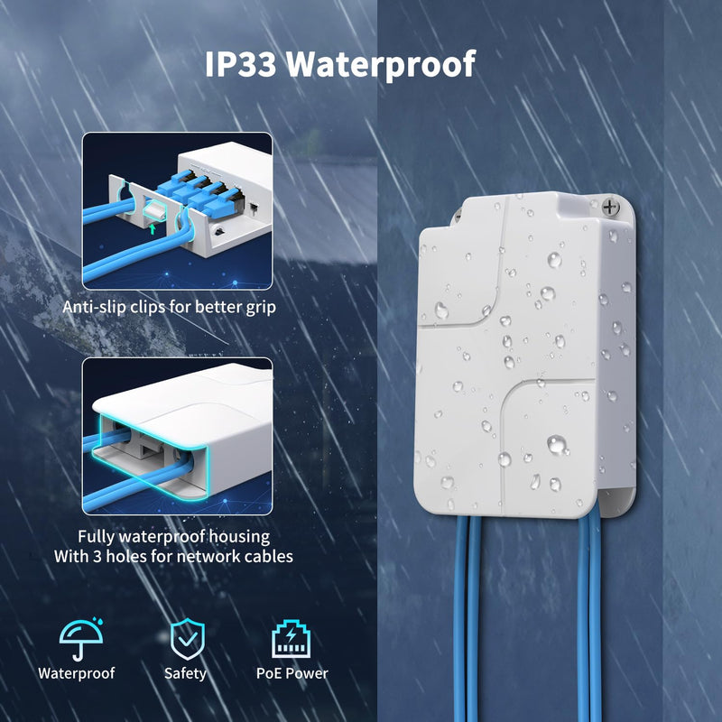 Outdoor Gigabit PoE Extender 1 in 3 Out, NICGIGA 4 Port PoE Repeater Waterproof, Vlan, Extend 100 Meters(328 ft), IEEE 802.3af/at Power Over Ethernet PoE Splitter. 4 Port | 3* 1000Mbps Out PoE(Outdoor)