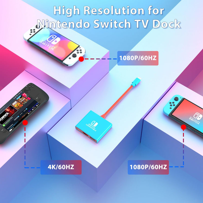 Switch Dock for Nintendo Switch Docking Station, Portable Switch TV Adapter Support 4K/60HZ Switch TV Dock Mode Compatible Steam Deck/Nintendo Switch OLED, Switch Travel Dock with HDMI2.0 USB3.0 Port